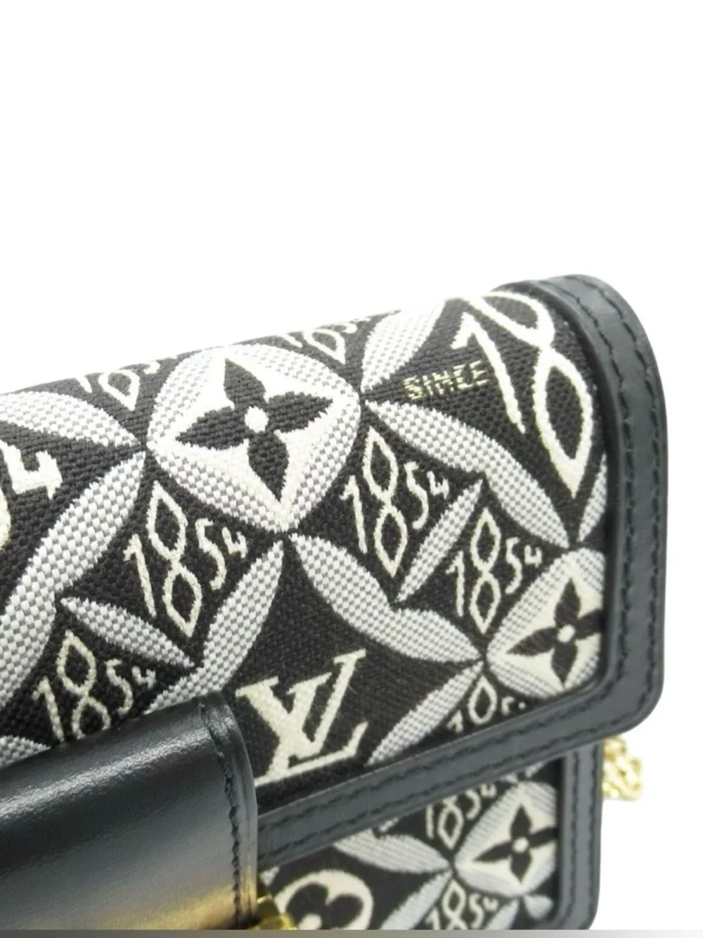 Louis Vuitton 1854 Dauphine Chain Wallet /Bag Black Ivory Jacquard LV Crossbody - Picture 8 of 17